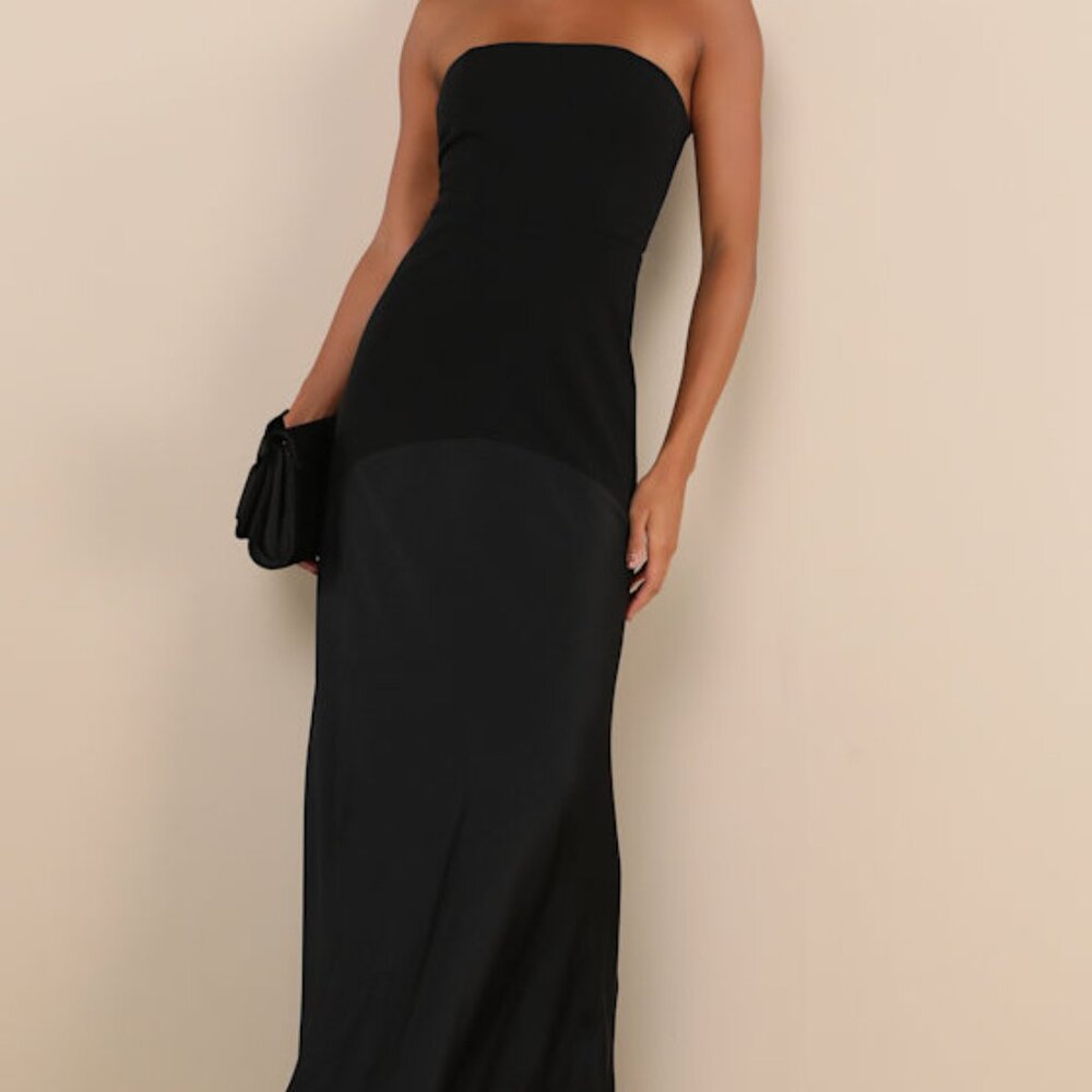 Lulus Compelling Style Black Strapless A-line Maxi Dress - Size S